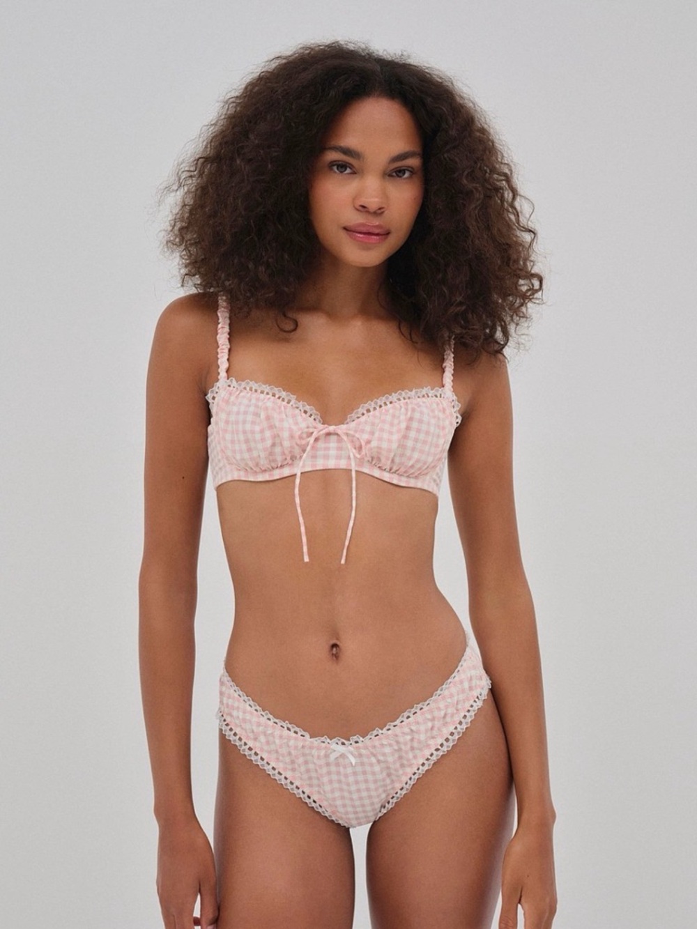 For Love & Lemons Petal Pink Gingham Cheeky Panty XS NWT - Picture 13 of 13